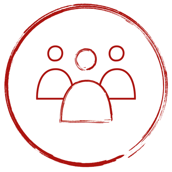 Icon mit drei stilisierten Personen nebeneinander.